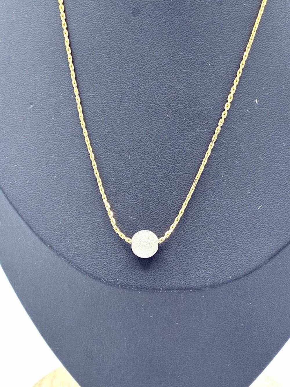 CEL Vintage Two Tone Stardust Ball Slider Necklace Gold Chain Silver Bead